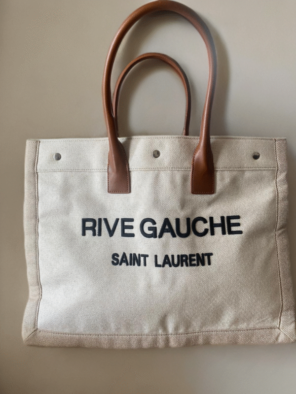 Saint Laurent Rive Gauche Tote Bag – Bej / Kahverengi Deri Saplı