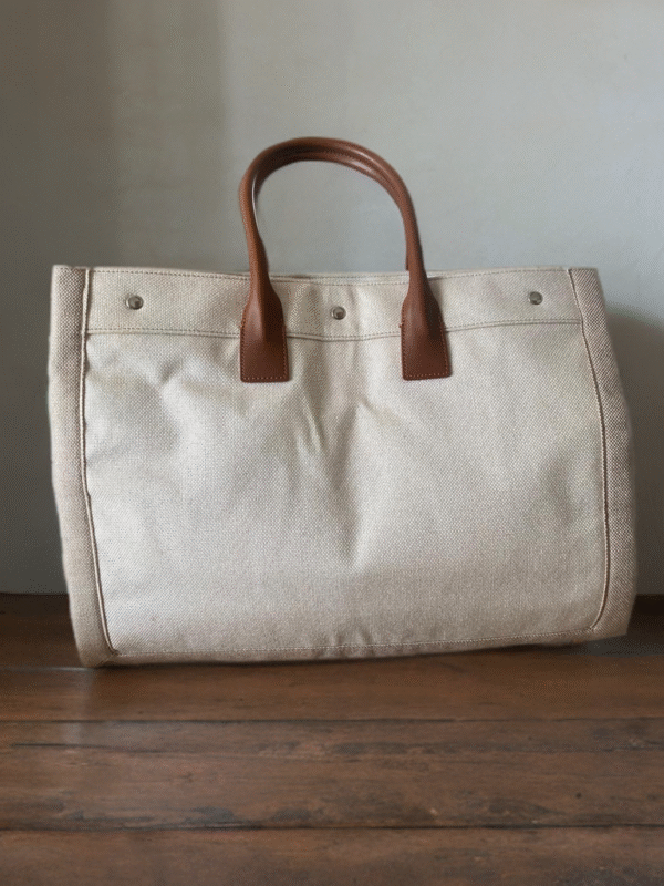 Saint Laurent Rive Gauche Tote Bag – Bej / Kahverengi Deri Saplı - Görsel 2